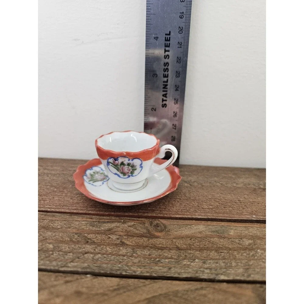 Vintage Miniature Cup And Saucer Floral Design Made In Occupied Japan